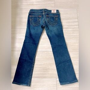 True Religion Johnny Straight Leg 30 Jeans, Low Rise Dark Blue Denim